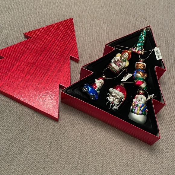 Rare Vintage GANZ Blown Glass Christmas Ornaments Set of 6 in Red Tree Gift Box - Picture 15 of 15